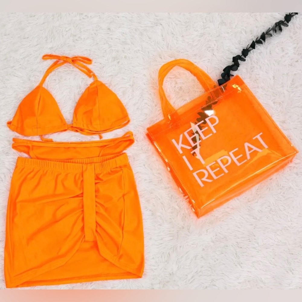 3pc Bathing Suit w/ Beach Bag